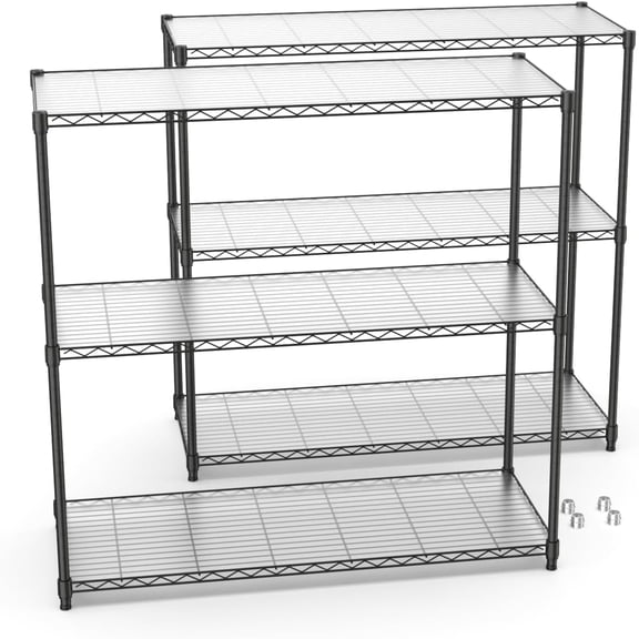 3 Tier NSF Metal Shelf Wire Shelving Unit - Set of 2, 1050lbs Capacity Heavy Duty Adjustable Storage Rack with Shelf Liners 48" H x 48" L x 18" D, Extensible to 6 Tier 2100lbs Shelving Designs, Black