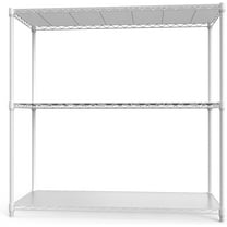 3 Tier NSF Wire Shelf Shelving Unit, 18 x 48 x 48 Inch 1050lbs Capacity Heavy Duty Adjustable Storage Metal Rack with Leveling Feet & Shelf Liners, Ideal for Garage, Kitchen, Office and More - White
