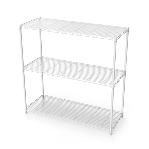 3 Tier NSF Wire Shelving Unit, 1050 LBS Reinforced Height Adjustable Metal Storage Rack, Garage Storage Shelves - White