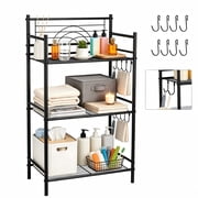 MENG 3-Tier Bathroom Organizer Shelves, Narrow Metal Freestanding Storage Rack for Small Spaces, Black