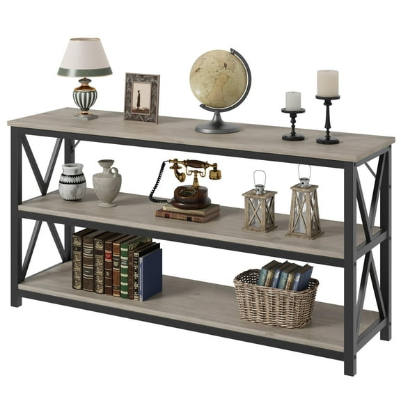 3-Tier Narrow Console Table 55" Entryway Table with Storage, Industrial Hallway Table for Living Room, Hallway, and Bedroom - Stylish & Practical Design