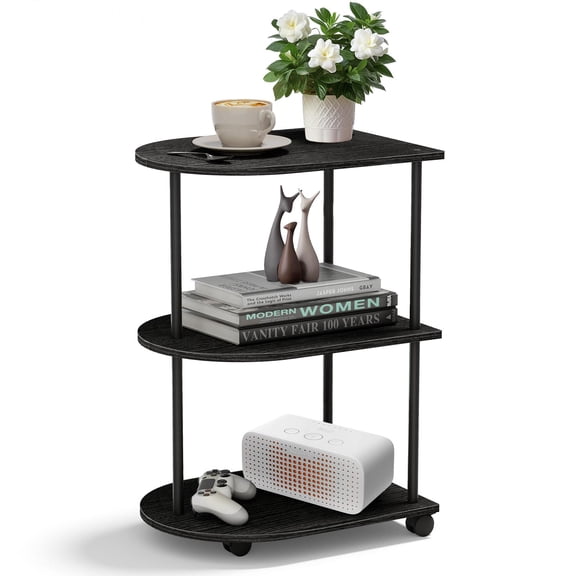 3-Tier Narrow Side Table with Wheels Small Coffee Accent Table for Living Room