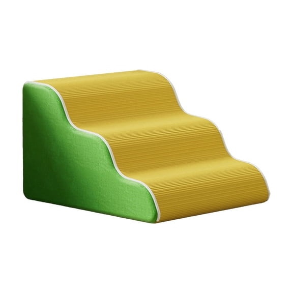 3-Tier Non-Slip Pet Stairs High Density Foam Dog Steps Ramp with Removable Washable Cover for Small Medium Senior Pets Bed Sofa Couch 15.75x15.35x11.81 Inch (Blue)