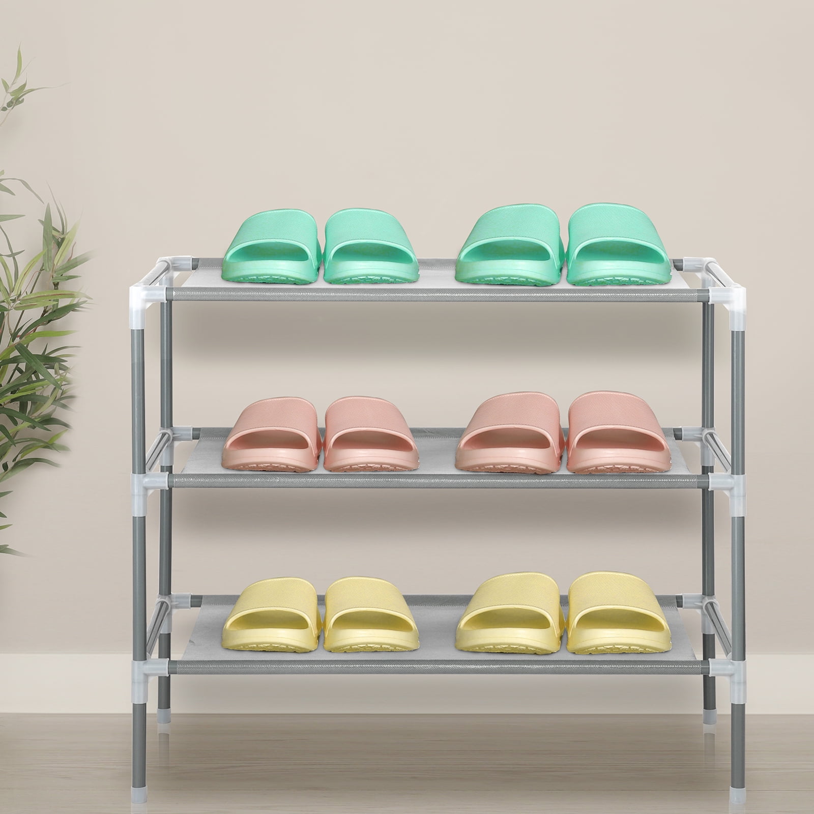 3-Tier Non-woven Fabric Shoe Rack Compact, Easy Assembly Durable