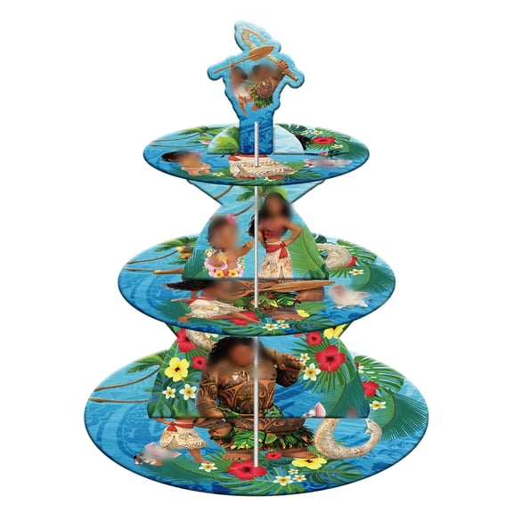 3-Tier Ocean Princess Cupcake Stand, Ocean Princess Party Cardboard Cupcake Tower Dessert Cup Cake Stand Tower for Birthday Party Decoration Supplies