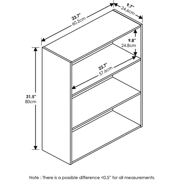 3-Tier Open Shelf Bookcase, Wood Design, Simple  Storage