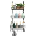 thumbnail image 1 of 3-Tier Over The Door Organizer with Baskets & Hooks - Black Metal Hanging Storage Rack for Kitchen, Bathroom, Pantry, 1 of 6