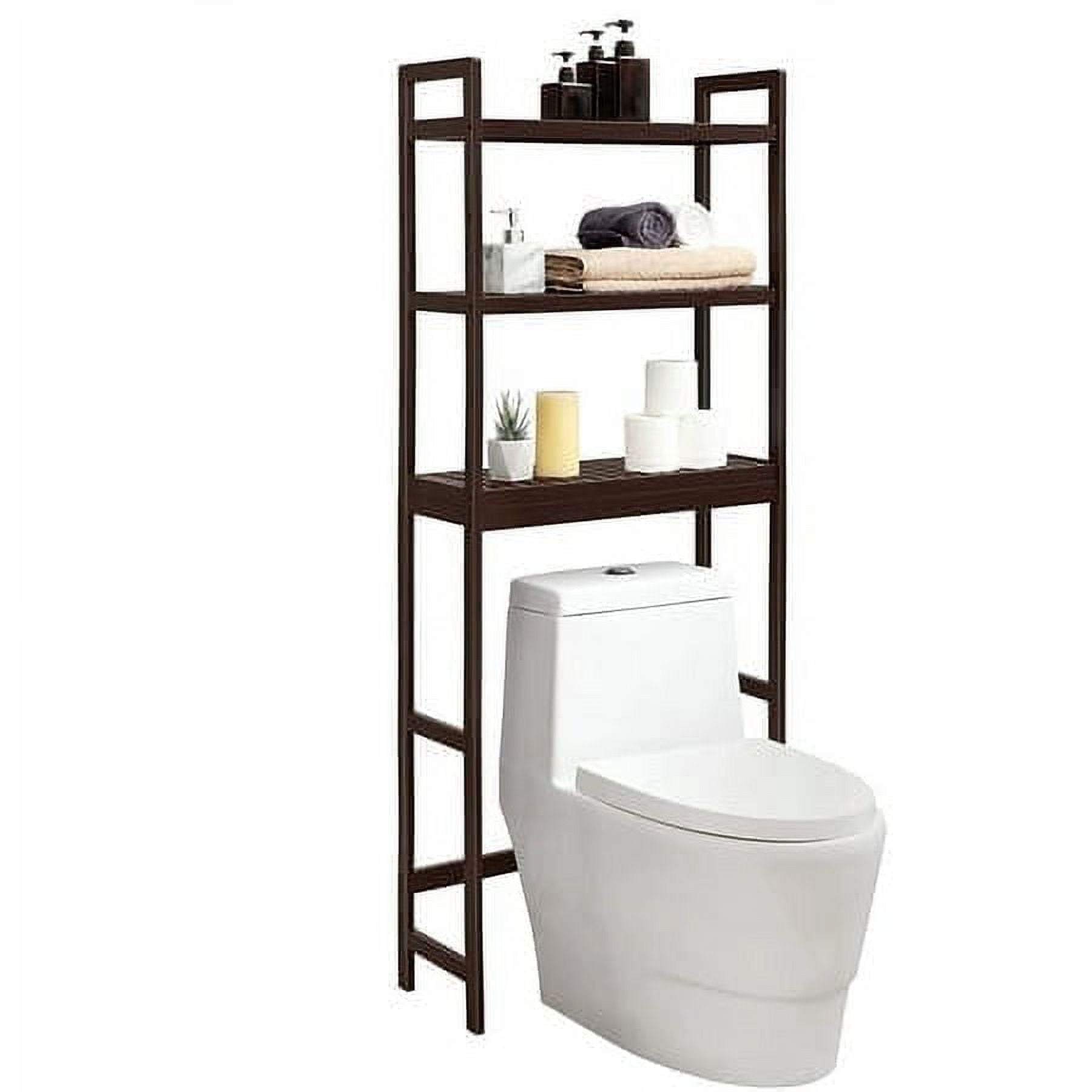 3-Tier Over The Toilet Storage Bamboo Over Toilet Shelf Bathroom Storage Organizer with Adjustable Shelf, Brown