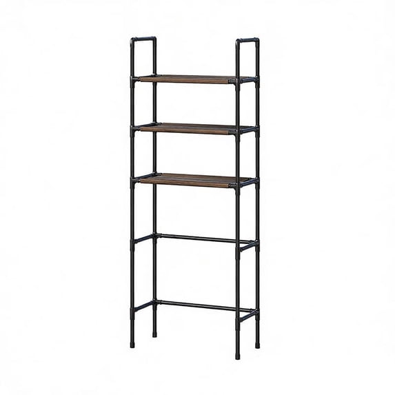 3 Tier Over The Toilet Storage Rack, 61 In Freestanding Bathroom Organizer Shelf for Towels Toiletries, Black