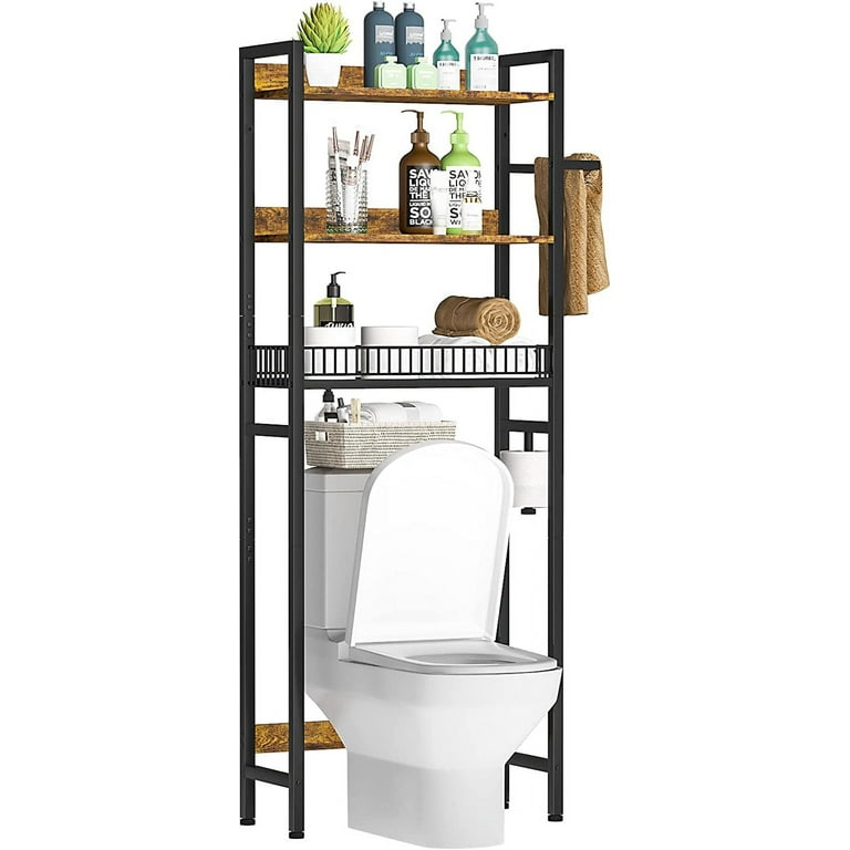 over the Toilet Storage, Wooden 3-Tier Over-The-Toilet Rack Bathroom Space  Saver Organizer, Freestanding above Toilet with Toilet Paper Holder and  Hooks (Black) – Built to Order, Made in USA, Custom Furniture –