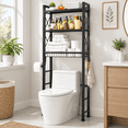 3-Tier Over The Toilet Storage Rack with Drain Basket, Pure Black ...