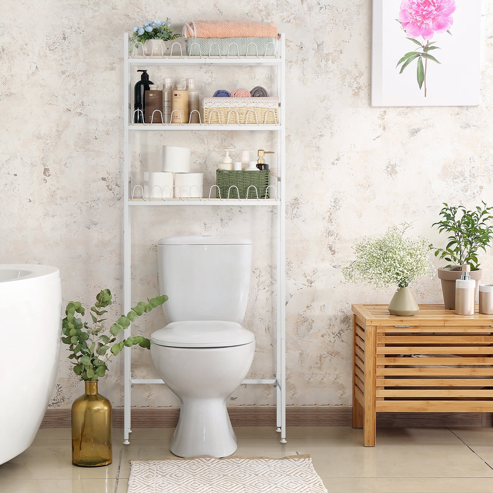 3-Tier Over The Toilet Storage Shelves Rack Heavy Duty Bathroom Organizer Metal