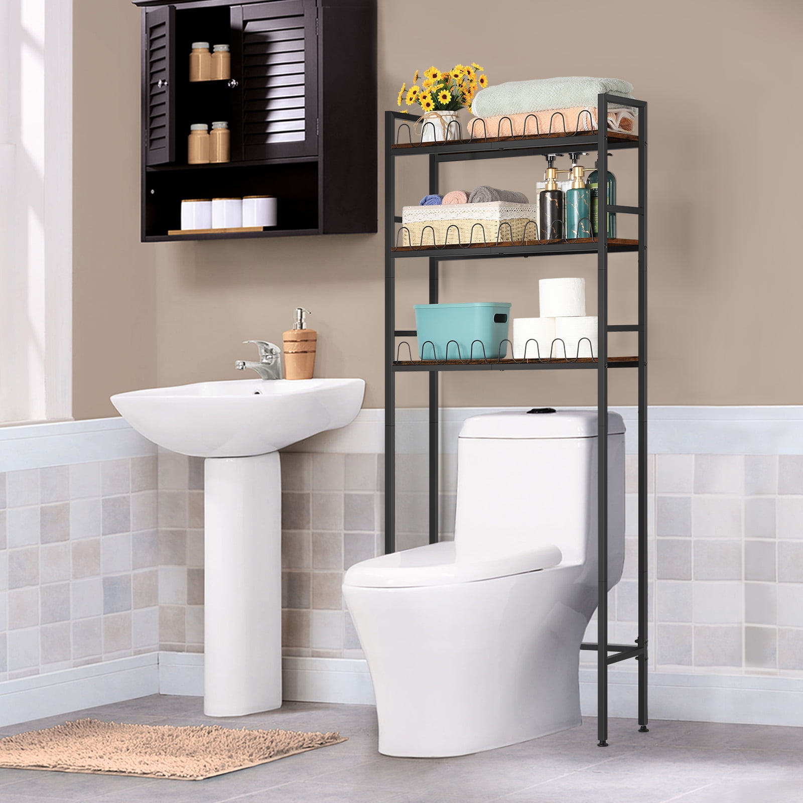 3-Tier Over The Toilet Storage Shelves Rack Heavy Duty Bathroom Organizer Metal