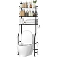 thumbnail image 1 of 3-Tier Over The Toilet Storage, Space Saver Metal Bathroom Shelves, Freestanding Above Over Toilet Storage Shelf with 4 Hooks for Bathroom, Black, 1 of 5