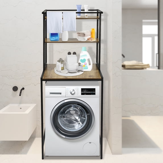 3-Tier Over The Washer and Dryer Storage Shelf, Space Saver Shelves Units Metal Standing Rack for Laundry Room Bathroom Toilet Washing Machine Organizer Stand