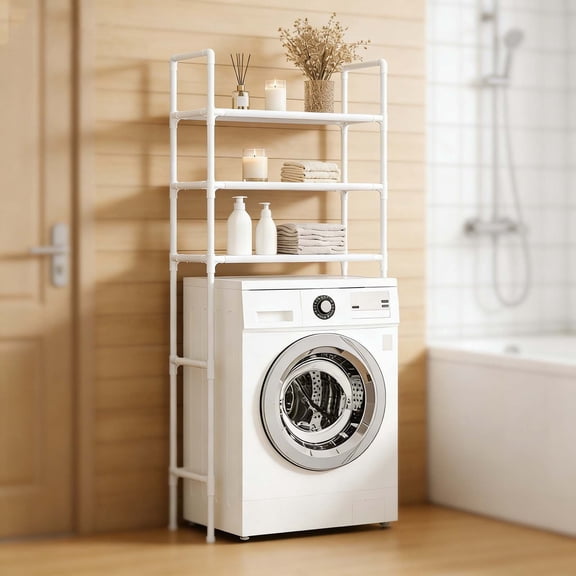 3-Tier Over Washer and Dryer Shelves, Over Washer Shelf, Washing Machine Storage Rack - Adjustable Shelving for Small Spaces