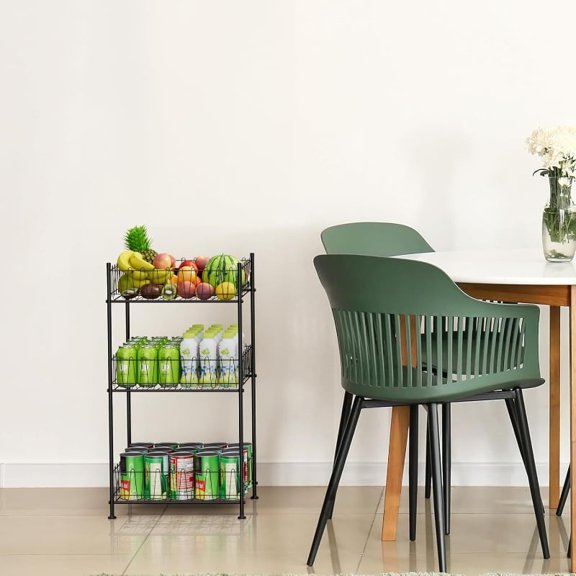 3-Tier Pantry Drink Organizer, Free Standing Water Bottle & Can Storage Rack with Adjustable Dividers, for Kitchen, Garage