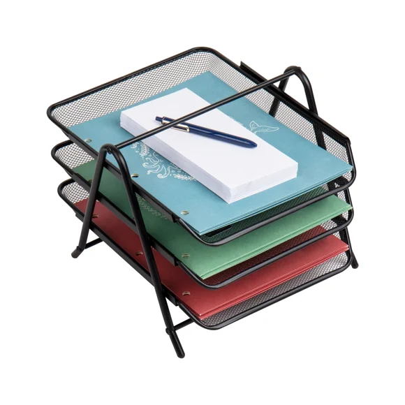 3-Tier Paper Tray, Desktop Organizer, File Storage Metal,