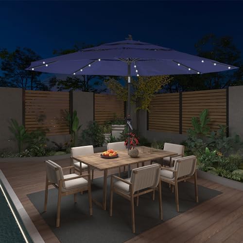 3-Tier Patio Umbrella with Led Lights 11ft Outdoor Patio Table Umbrella ...