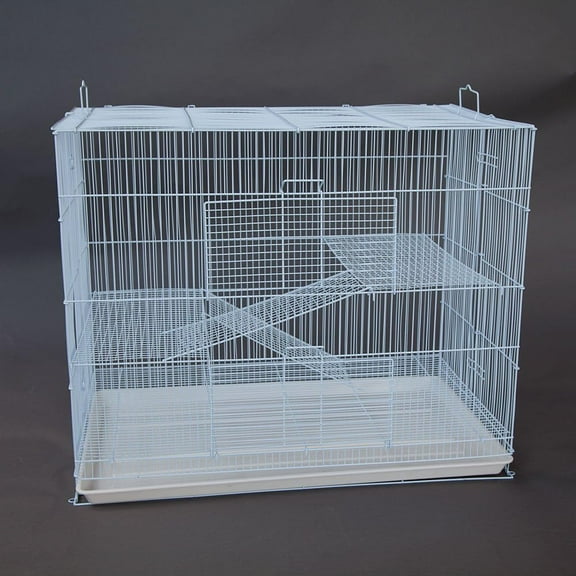 3 Tier Pet Cage Habitat for Cat Ferret Guinea Pig Hamster Rat Sugar Glider Chinchilla (24inch Width, White)