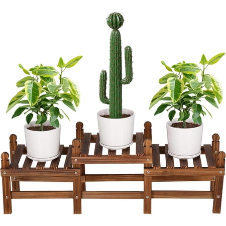 3 Tier Plant Stand Indoor,Wooden Low Plant Bench for Multiple Plants,Corner Flower Pot Stand Long Plant Holder for Balcony Patio Garden Decor (Free-Style Combination)