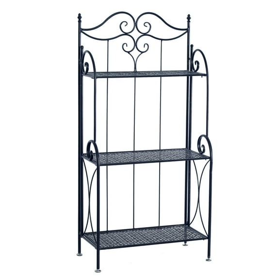 3-Tier Plant Stand Rack, Tall Metal Book Holder Organizer Shelf, Elegant Scrollwork Freestanding Potted Plants Display Storage Rack for Indoor and Outdoor, Home Decor