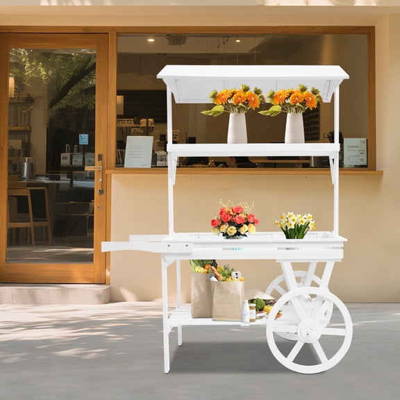 3-Tier Plant Stand Rolling Cart Cedar Wood Construction 55lbs Capacity Indoor