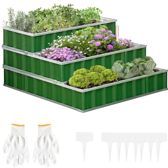 3-Tier Planter with Open Bottom Design / Promote Soil Drainage