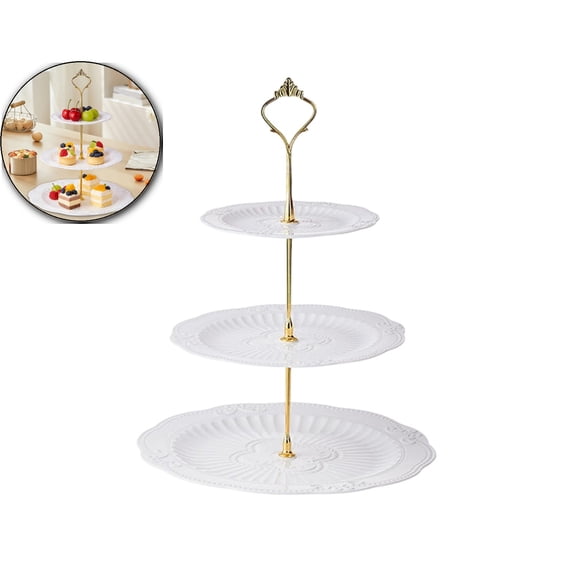 3 Tier Plastic Cupcake Stand, Dessert Plates Cake Fruit Candy Display Tower Reusable Pastry Platter for Wedding Birthday Tea Party Decorations