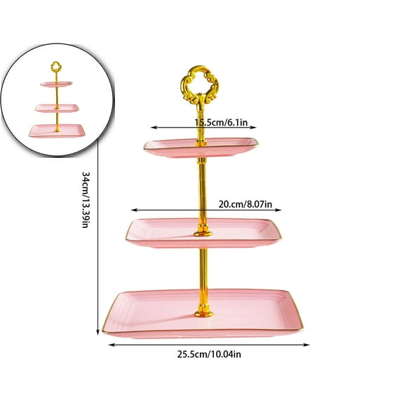 3-Tier Plastic Cupcake Stand, Tiered Dessert Serving Tray, Multi-Layer Fruit Platter for Wedding Tea Party Shower Events