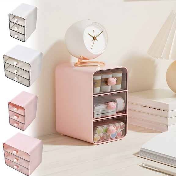3 Tier Plastic Desktop Organizer Drawer Storage Box for Stationery Makeup and Dorm Desk Organization