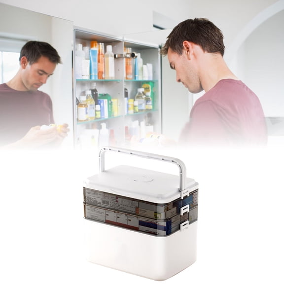 3-Tier Plastic Medical Storage Containers Medicine Box Organizer Home Emergencies First Aid Kit Pill Case with Compartments and Handle Happy 2026!