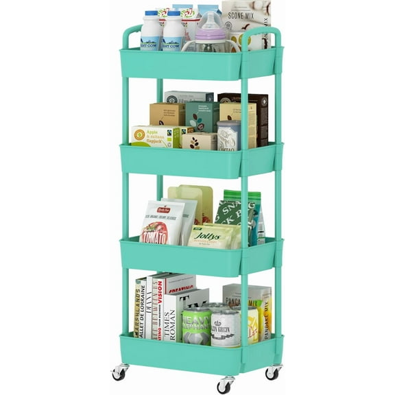 3-Tier Plastic Rolling Utility Cart with Handle, Multi-Functional Storage Trolley for Office, Living Room, Kitchen, Movable Storage Organizer with Wheels, Black