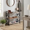 thumbnail image 1 of 3 Tier Plastic Shoe Rack Organizer, Stackable Entryway Shoe Storage for Bedroom Closet Garage, Ventilated Slatted Design Holds Men Women Kids Shoes and Keeps Floor Tidy, 1 of 8