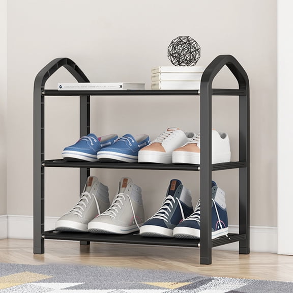 3-Tier Plastic Shoe Rack for Small Spaces – Multi-Layer Vertical Shoe Organizer for Dorms, Apartments, Entryways, Easy Assembly, Space-Saving Indoor Shoe Storage Cabinet for Boots & Sneakers