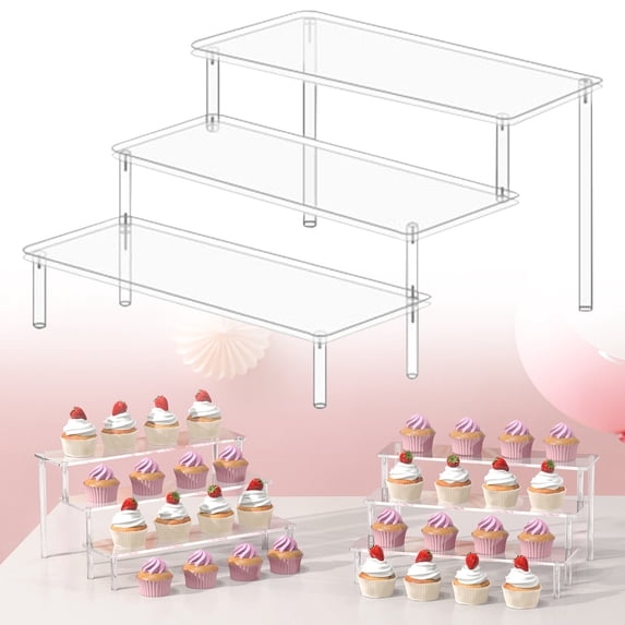 3-Tier Plastic Storage Shelf Rack, Stackable Desktop Organizer Shelves, Bathroom Countertop Storage Rack, Kitchen Spice Organizer Shelf, Multipurpose Home Storage Shelving for Kitchen Office