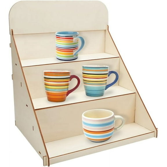 3 Tier Portable Wooden Display Stand Detachable Wooden Display Shelf Wooden Display Riser Wood Retail Display Rack for DIY Vendor Events Organizer 17x13.8x19.3inch
