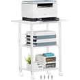 thumbnail image 1 of 3-Tier Printer Stand, Industrial Mobile Printer Table with Storage Shelf and Steel Frame, Rolling Printer Cart Holder with Lockable Wheels for Home, Office (White), 1 of 15