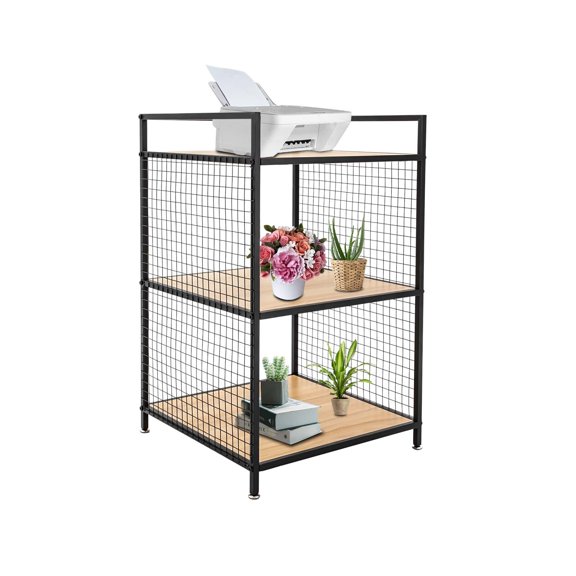 3-Tier Printer Stand with Storage Shelf, 44.09lbs Load Multi-Purpose Office Desktop Organizer Rack for Kitchen Living Room Study