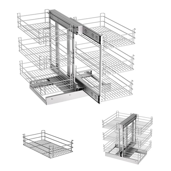 Kitchen Rack Rail 3 Tier Pull Out Cabinet Organizer, Stainless Steel Kitchen Dish Rack ...