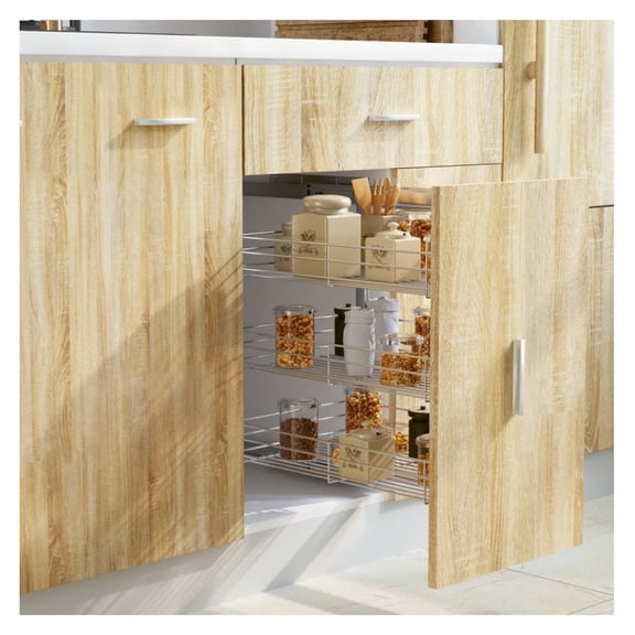 3-Tier Pull-out Kitchen Wire Basket Silver 18.5"x13.8"x22"