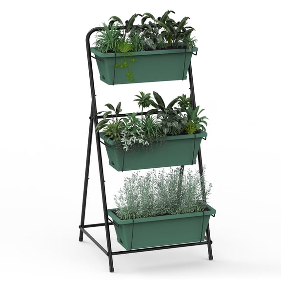 3 Tier Raised Garden Bed, Freestanding Garden Planter, Garden Planter Box with Drainage Holes & Removable Tray, for Patio Balcony Porch