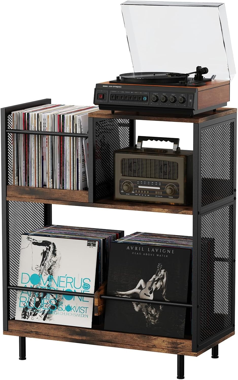 ;3-Tier Record Player Stand with Vinyl Storage Holds Up to 250 Albums ...