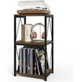 thumbnail image 1 of 3-Tier Record Player Stand with Vinyl Record Storage, Turntable Stand Record Shelf Display Table for Album, Turntable Holder, End Table for Bedroom, Living Room, Black, 1 of 12