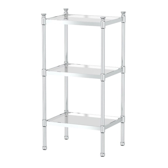 Gatco 1351 Rectangular 3-Tier Glass Taboret, Chrome