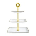 thumbnail image 1 of 3-Tier Rectangle Cupcake Stand with Metal Bar, Stackable Serving Tray for Desserts Fruits Appetizers, Tea Party Wedding Infant Shower Decor, 1 of 5