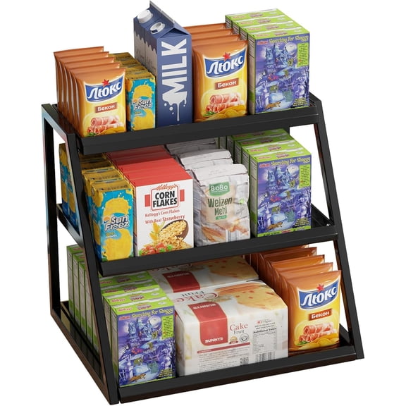 3 Tier Retail Display Stand, Multi-Functional Counter Snack & Chip Holder for Stores, Cupcake Display Stand (Black)