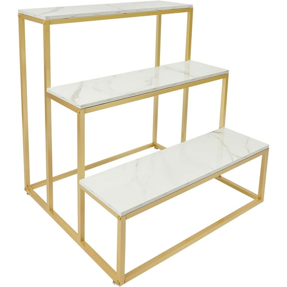 3-Tier Retail Display Table Metal Boutique Display Riser Standing Shoes Display Rack Adjustable Purse Display Stand