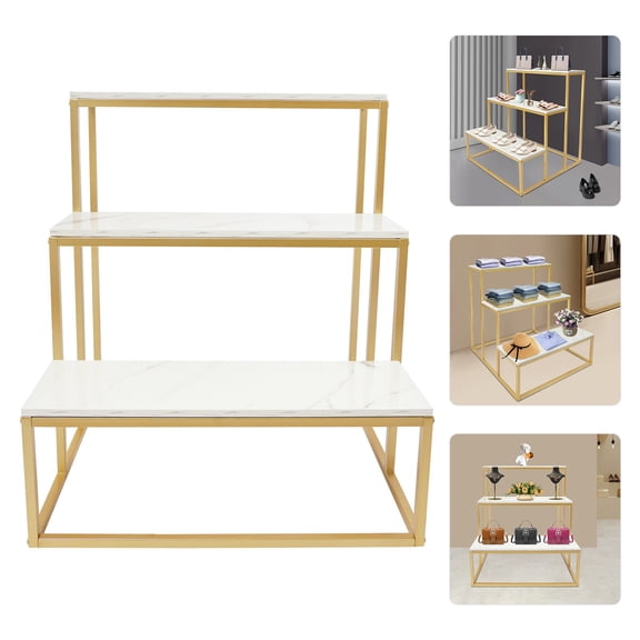 3 Tier Retail Shoe Handbag Display Stand, Modern Standing Display Riser, Boutique Display Riser, for Home Clothing Shop