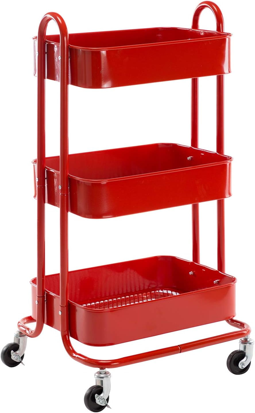 3 Tier Rolling Cart For Kitchen Bathroom Bedroom Office, Metal Mesh